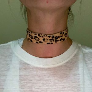Cheetah Print Faux Fur Choker Necklace